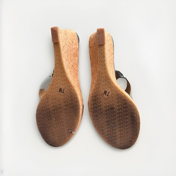 MIchael Michael Kors Palm Beach Black Patent Wedge Thong Sandal size 7 - Picture 7 of 7